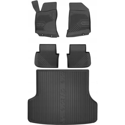 Frogum No.77 Automatenset + Dry Zone Kofferbakmat - Geschikt voor Saab 9-5 I Kombi Facelift (2005-2010) - Complete Set - TPE Rubber - Hoge Rand - Geurloos - Zwart