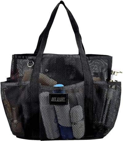 Dailygoods - AfitLulu Grote strandtas voor dames, 8 zakken, mesh, boodschappentas, badtas, XXL, familie, met karabijnhaak en afneembare haak, strandtas, shoppertas voor strand, winkelen, zwemmen