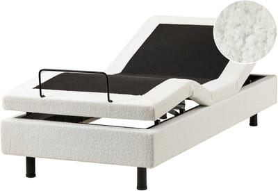 DUKE - Bed zonder hoofdbord - Gebroken wit - 80 x 200 cm - Bouclé