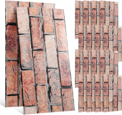 20 Stuks Zelfklevende Keukensplashboard Tegels 30x60 cm - Ook voor Badkamer & Woondecoratie - Echte Tegel Look zonder Breekwerk-Baksteenkleur