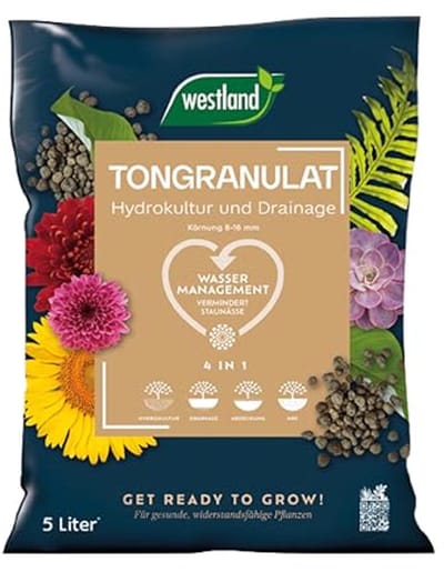 Westland kleigranulaat voor alle potplanten, groene en bloeiende planten, kleiverf 5 Liter bruin