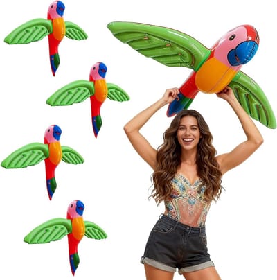 Dailygoods- Opblaasbare Papegaai - 4 Stuks - Tropische Vogeldecoratie - Hawaï-feestdecoratie - Waterdicht - 58 x 75 cm - Duurzaam PVC - Zwembaddecoratie