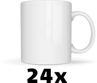 24x Witte Sublimatiemokken - Leuke Cadeau Ideeën - Bedrukbare Sublimatiemok - Geschikt voor Bedrukken - Hoogwaardige Kwaliteit - Leuke Cadeau Ideeën - Vaatwasser- Perfect voor Sublimatie - 325ml