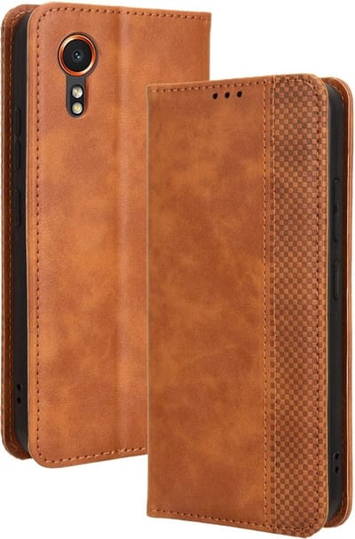 Coverup Hoesje - Geschikt voor Samsung Galaxy Xcover 7 Hoesje - Coverup Vintage Style Book Case - Bruin