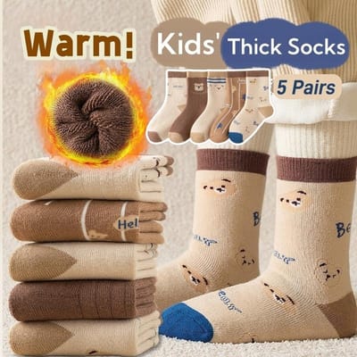 Meisjes Wintersokken 5 Paar Baby Schattige Kleur Prinses Roze Dikke Katoenen Sokken Kinderen Warme Wintersokken 9-14 years old white