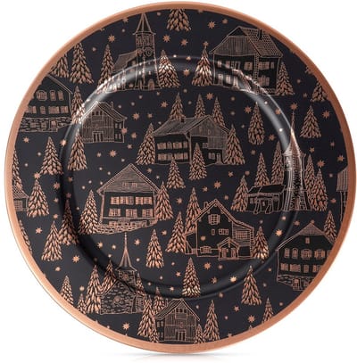 Onderbord Zwart Koper 33 cm - Bord - Onderborden - Kaarsenbord - Onderzet - Bord - Decoratieve Rand