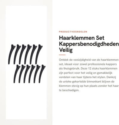 Dailygoods- Haarklemmen 12 Stuks - Kunststof/roestvrij staal - Afdeelklemmen - Haarspelden - Kappersbenodigdheden - 12 cm, veilig en voorzichtig grijpen - Haarclips