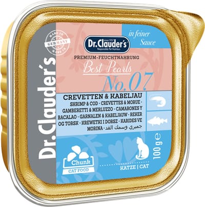 Dr Clauder's Best Choice Kattenbakje 32x100g - Garnalen & Kabeljauw in Saus