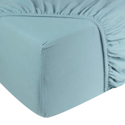 DoubleDry Jersey Stretch Hoeslaken - 100% Katoen - Eenpersoons 90x200 cm - 25cm Matrasdikte - Rondom Elastiek - Licht Blauw