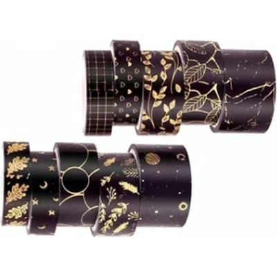 10 stuks Japanse Papieren Tape Set Zwart Thema Brede Tape Knutsel Decoratieve Tape voor DIY Handboek Album gray