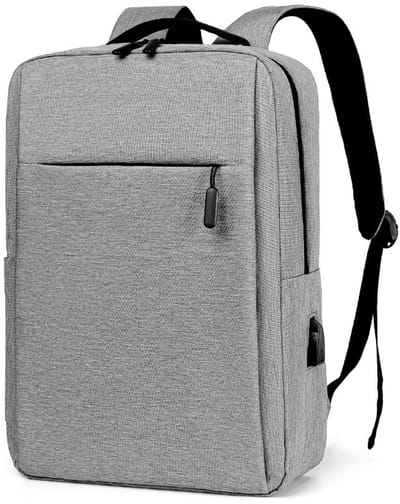Rugzak voor heren, 15,6 inch laptoprugzak met USB-oplaadpoort, laptop schoolrugzak, waterdicht, zakelijke rugzak met laptopvak, reisrugzak, rugzak voor werk, reizen, universiteit, kantoor - grijs