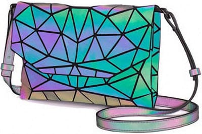 Lichtgevende boodschappentas met holografisch design - Flash reflecterende crossbody tas voor dames, trendy accessoire met geometrisch patroon