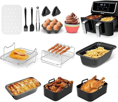 21-delige Accessoireset voor het Frituren met Heet Lucht, Silicone Inzetstukken voor Airfryer, Keukenaccessoires voor Gezond Koken