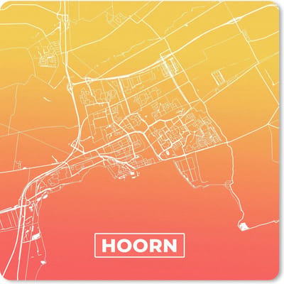 Muismat 20x20 cm - Mousepad Stadskaart - Hoorn - Oranje - Nederland - Muismatten