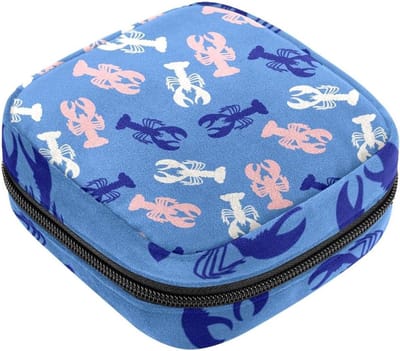 Maandverband Opbergtas - Menstruatiecup Zakje Padhouder - Privacy Beschermen - Multifunctionele Opslag - 12x17x17 cm - Abstract Kreeften Silhouet