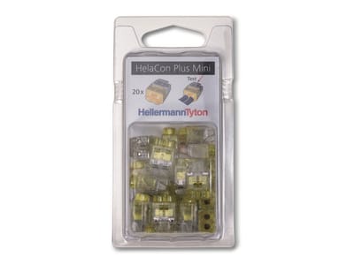 HellermannTyton 148-90054 HCPM-2-Blister-PC-CL/YE (20) Verbindingsklem Flexibel: 1.0-2.5 mm² Massief: 0.5-2.5 mm² Aantal polen: 2 20 stuk(s) Transparant, Geel