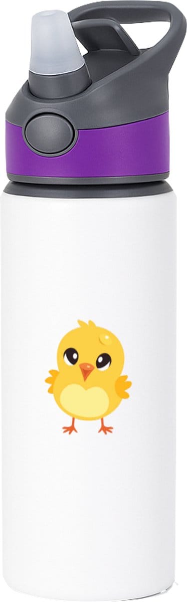 Hacebo® - Kuikentje waterfles met rietje paars - Kuiken - Dieren liefhebbers - Kinderboerderij - vogels - kippen - eenden - water fles - 650ML
