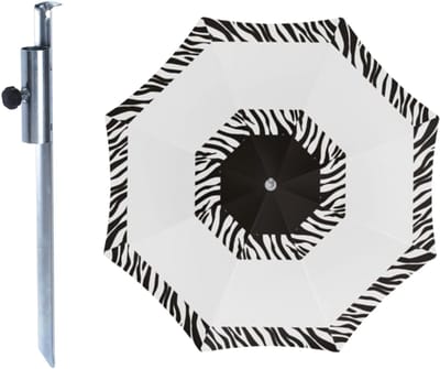 Strand / tuin / camping parasol Kenia - met metalen grondharing - D180 cm - verstelbaar - UV straling bestendig