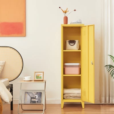 Lockerkast Kurikka metaal 137x38x38 cm geel [en.casa]