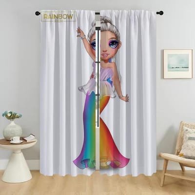 Rainbow High Anti-muggengordijnen voor Woonkamer Halloween Decoratie Verduisterend Gordijn voor Kamer 2 Panelen Scheidingsgordijnen Huis W50xH70cmx2pcs-CL