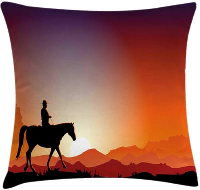 ABAKUHAUS Western Kussenhoes – Cowboy op paard – 40×40 cm – dubbelzijdig bedrukt