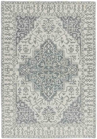 Easy Living - bronte-fine-Loop-Rug-Silver-Grey Vloerkleed - 160x230  - Rechthoek - Laagpolig,Vintage Tapijt - Klassiek - Beige, Grijs