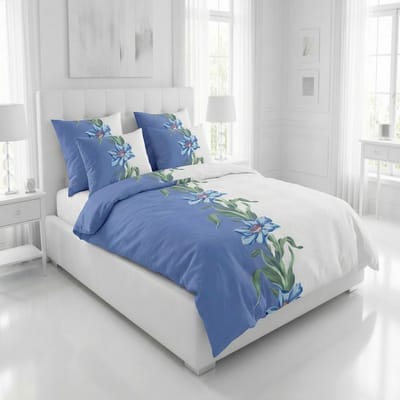 SENZATIONE 100% Katoen Percaline Dekbedovertrek 240x200/220-2x60x70 cm MONICA BLAUW
