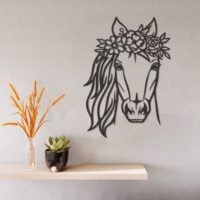 Wanddecoratie Paard - Muurdecoratie Paard - Muurdecoratie Hout - Wanddecoratie Hout - Muurdecoratie Woonkamer - Wanddecoratie Woonkamer - Wanddecoratie Industrieel - Wanddecoratie Dieren - Home Decor - Wall Line Art - 40 x 29 cm