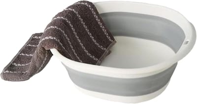 Opvouwbare Wasbak - Draagbare Wastafel - Kamperen en Reizen - Ruimtebesparend Design - 31 cm Diameter - Grijs