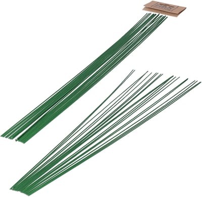 HBX Natural Living Binddraad/wikkeldraad - 40x st - groen - 400 mm x 1 mm - hobbydraad/bloemendraad