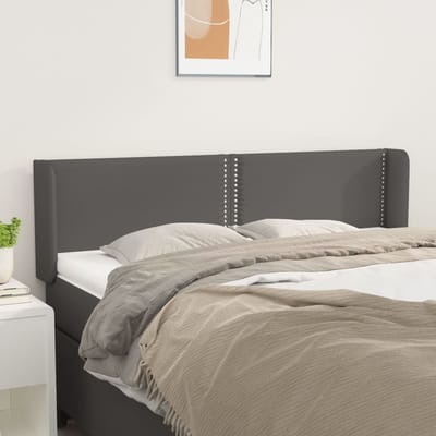 vidaXL Hoofdbord met randen 147x16x78/88 cm kunstleer grijs
