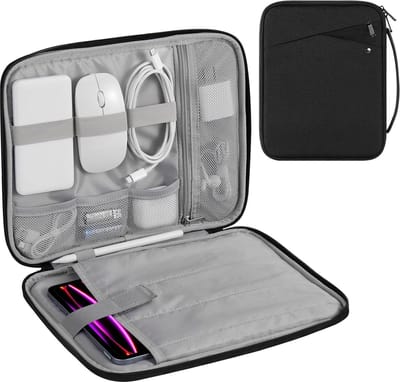 Tablet Sleeve Carrying Case Handle Padded Protective Travel Bag 13 Inch New iPad Pro M4 Air M2 2024 iPad Pro 12.9 M2&M1 Galaxy Tab S9-S8 Plus 12.4" 2023-2022 Black