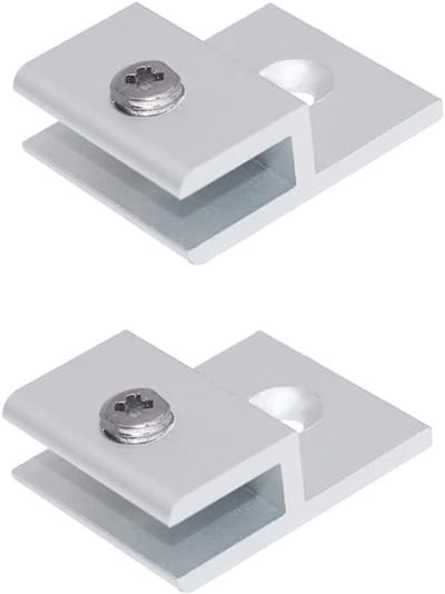 H-shape glasclips met verdikte klemarmen voor muurbevestiging, geschikt voor spiegels en planken (3-5mm) - 2 stuks, aluminium legering, stevige klemmen