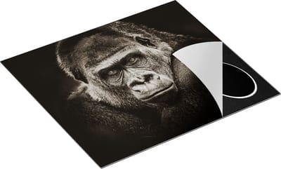 Chefcare Inductie Beschermer Gorilla - Zwart Wit - 60x50 cm - Afdekplaat Inductie - Kookplaat Beschermer - Inductie Mat