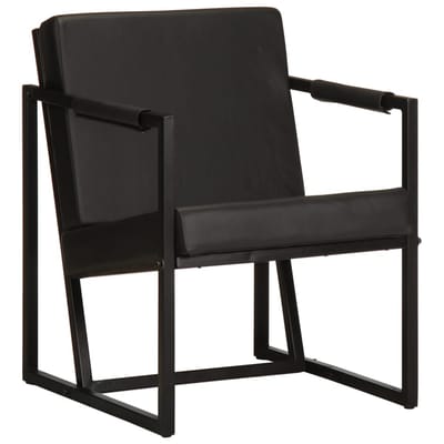 vidaXL - Fauteuil - echt - leer - zwart