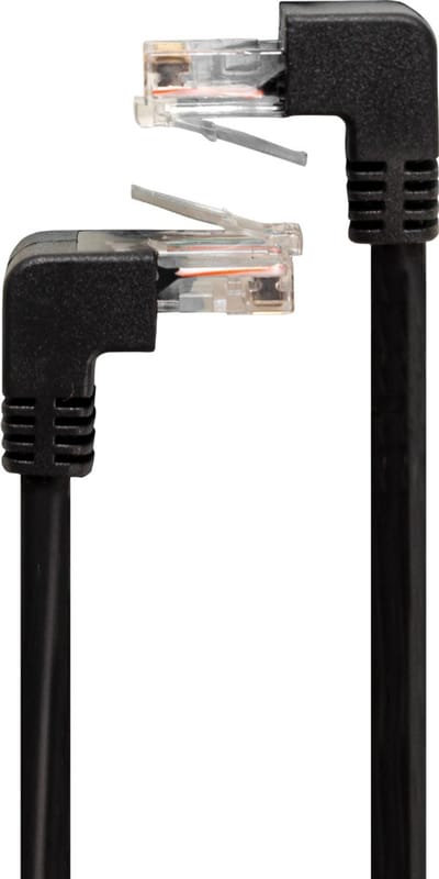 Electrovision RJ45 netwerkkabel 0,5 m – haaks naar haakse plug - Zwart