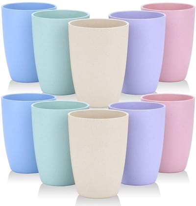 Dailygoods- Drinkbekers 350 ml - Set van 10 Stuks - Herbruikbare Plastic Bekers - Kleurrijke Bekers - Voedselveilig PP-Materiaal - Ideaal voor Kinderen