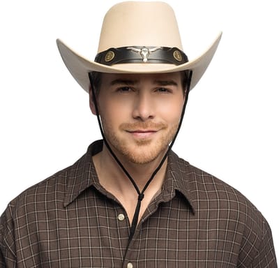 Boland - Hoed cowboy Wyatt beige Creme - 59 - Volwassenen - Unisex - Festival - Wild west - Western