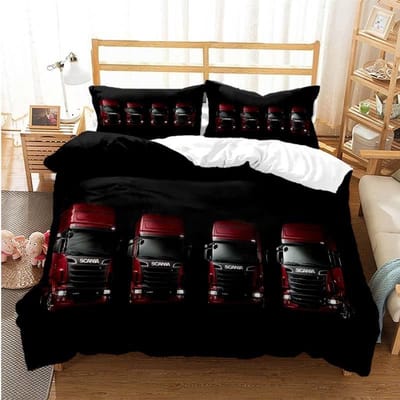 Scania Vrachtwagen Dekbedovertrek Set 3D Print Zacht Dekbedovertrek Microvezel Beddengoed Set Trendy Vrachtwagen Quilt Hoes Voor Kamerdecoratie 2/3 Stuks Us Queen 228x228cm