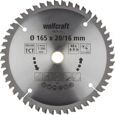 wolfcraft - Cirkelzaagblad 165x20mm - 48 Tanden - Zaagblad voor Cirkelzaag - Serie lila - 6621000