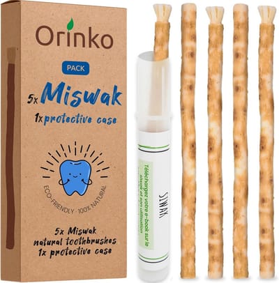 Miswak Sticks x5 met Etui - Natuurlijke Tandverzorging - Biologisch en Duurzaam - Voor Gezonde Tanden en Frisse Adem