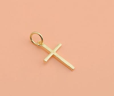 Hanger fijn kruisje goud plated.