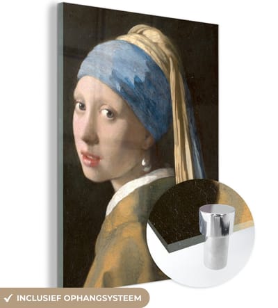 MuchoWow® Glasschilderij 120x160 cm - Schilderij acrylglas - Meisje met de Parel - Schilderij van Johannes Vermeer - Foto op glas - Schilderijen