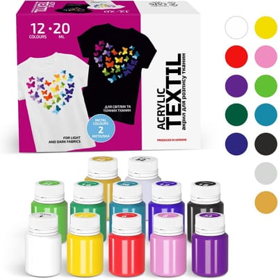 Textielverf voor Kleding, Schoenen en Tassen - 12 Kleuren, Wasmachinebestendig, 20 ml