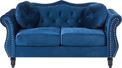 SKIEN - Chesterfield bank - Marineblauw - Fluweel