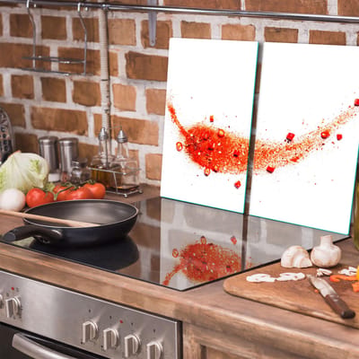 TMK ArtDeko Serie - Snijplank Glas - Paprika - 30x52cm - Inductiebescherming
