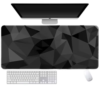 Elegante XXL Bureauonderlegger – Antislip – Waterbestendig – Geometrisch 3D Design – Zwart – 800X30 cm