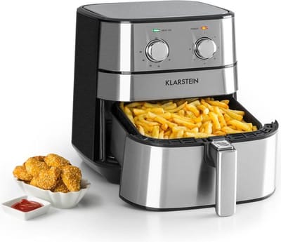 Klarstein AeroVital Heteluchtfriteuse - Friteuse, 1700 W, 5 liter volume, Temperatuurinstelling, Timer, vaatwasserbestendige onderdelen, vetarm, tijdbesparend frituren, Roestvrij staal, zilver