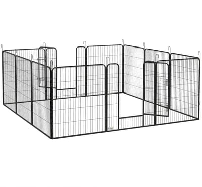 Pawhut Huisdierenren-Staal-240L x 240B x 100H cm-Grijs
