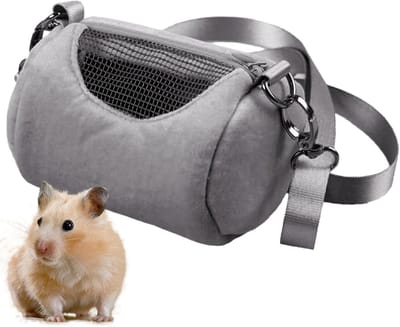 Reistas Kleine Dieren - Draagbare Draagtas - Veilig Vervoer - Ademend Gaasvenster - 12x10x6 cm - Grijs